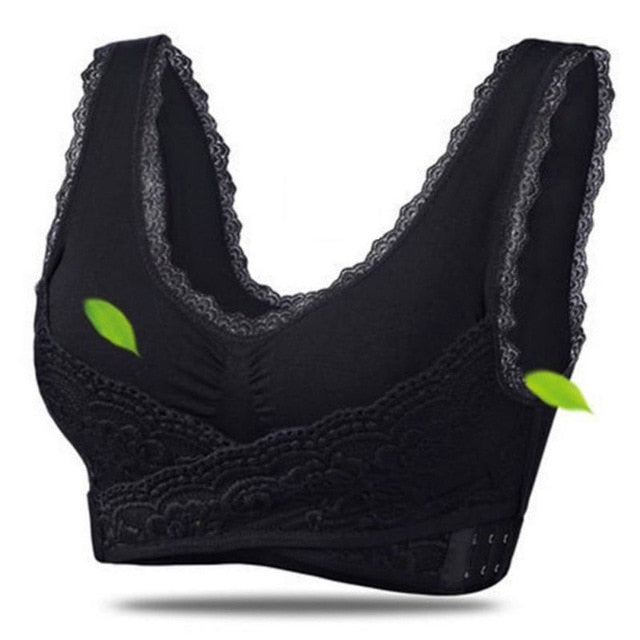 Wireless Front Cross Buckle Lace Lift Bra