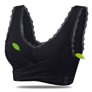 Wireless Front Cross Buckle Lace Lift Bra