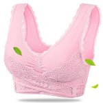 Wireless Front Cross Buckle Lace Lift Bra