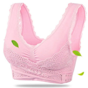 Wireless Front Cross Buckle Lace Lift Bra