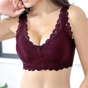 Lace Front Zipper Bra