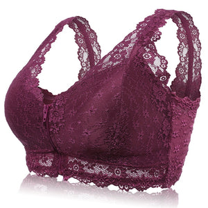 Lace Front Zipper Bra
