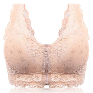 Lace Front Zipper Bra