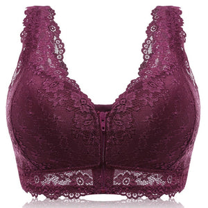Lace Front Zipper Bra