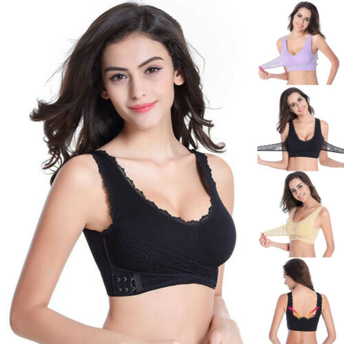 Wireless Front Cross Buckle Lace Lift Bra