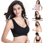 Wireless Front Cross Buckle Lace Lift Bra